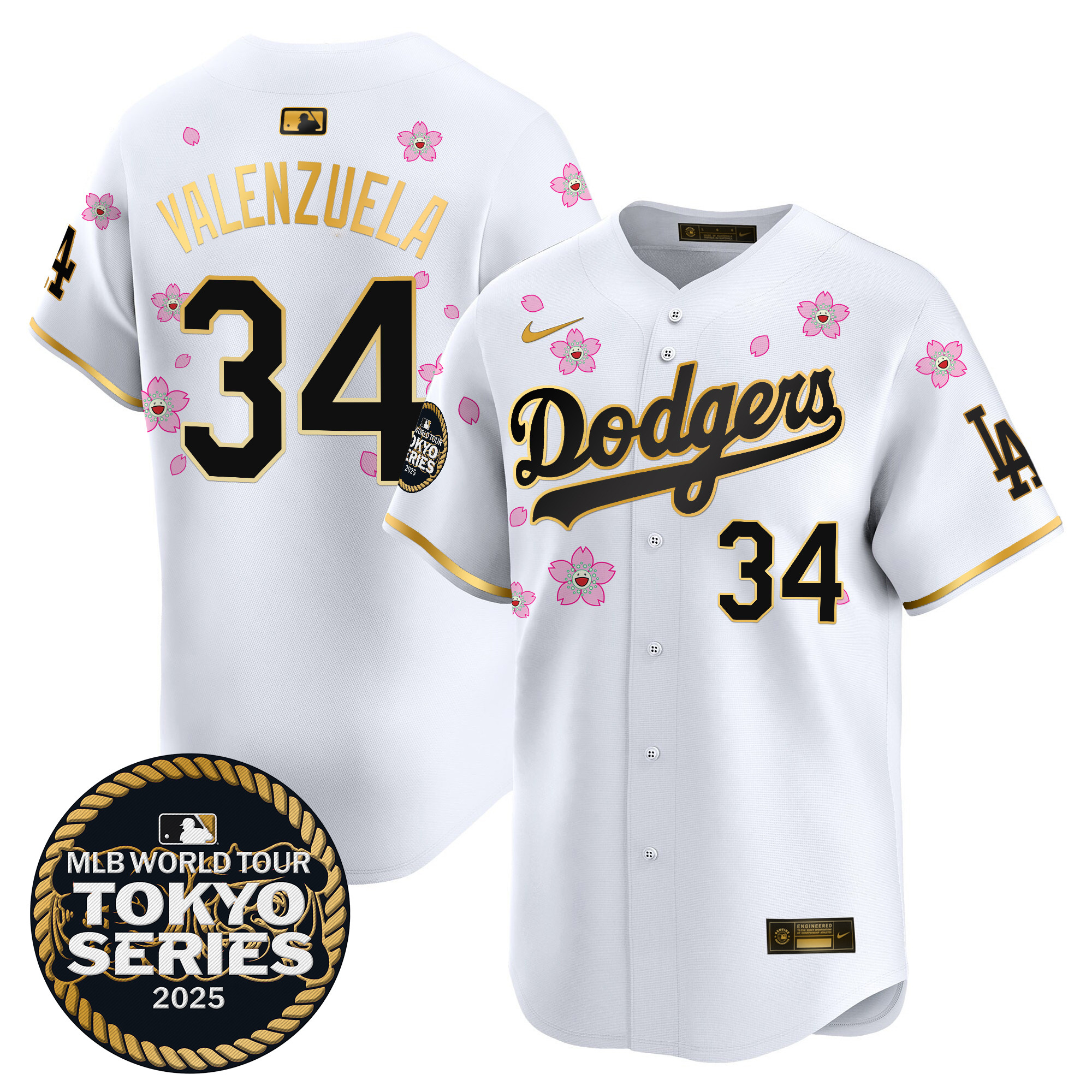 Men Los Angeles Dodgers #34 Valenzuela white Tokyo Series  Limited Stitched 2025 Jersey 2->los angeles dodgers->MLB Jersey